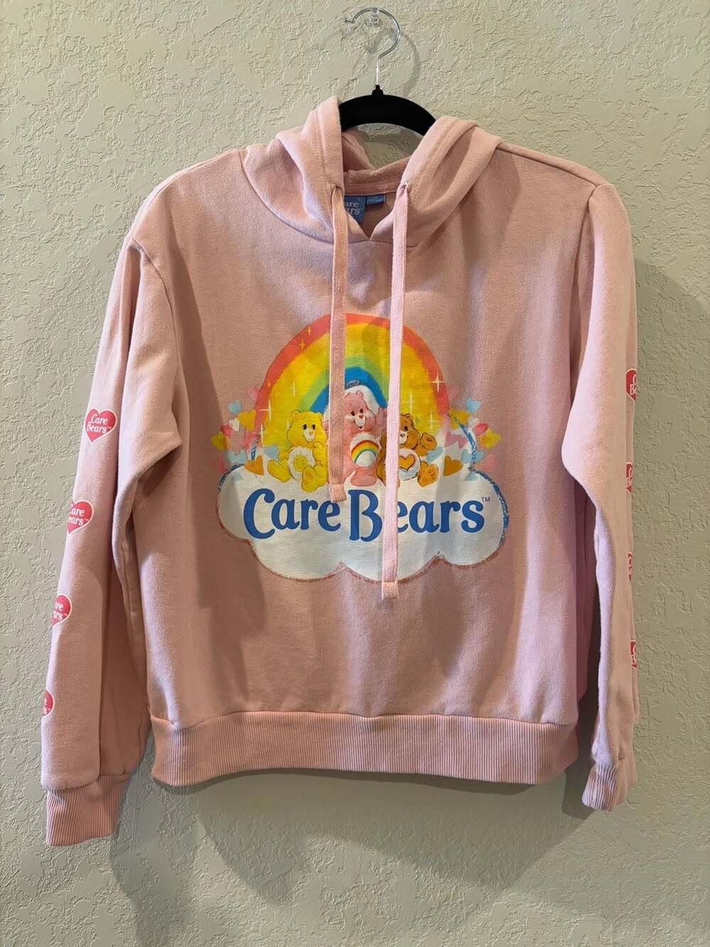 Care Bears Pink Graphic Rainbow Hoodie Sweatshirt